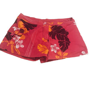 OP Swim Shorts Hawaiian Floral Pink Hibiscus Reversible Board womens sz M